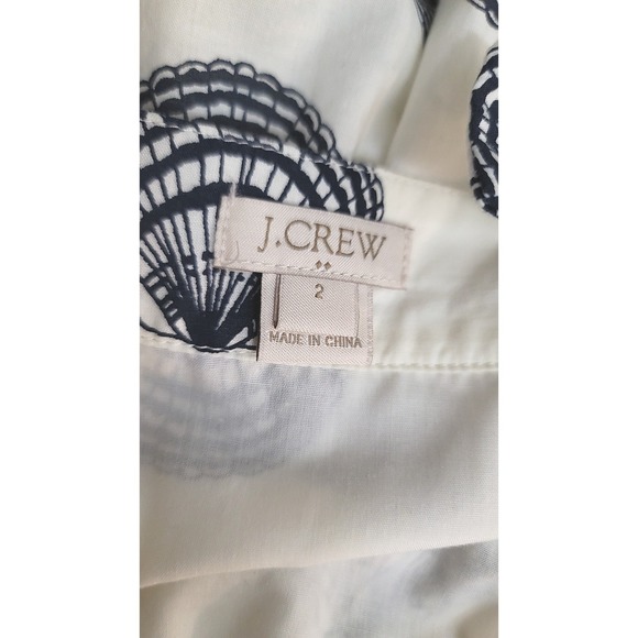 J. Crew Maxi Dress Size 2 Ivory Black Shell Print Cross Back Summer Casual - Picture 8 of 10